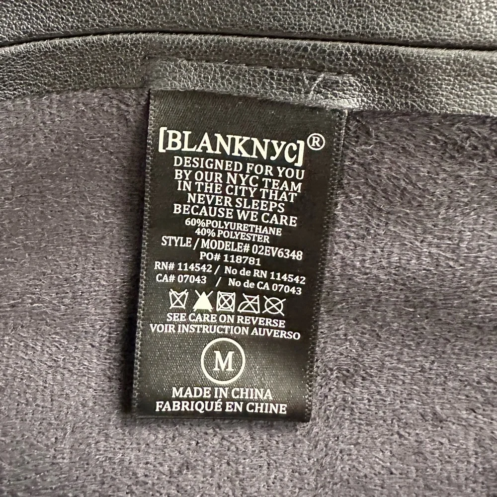 BLANKNYC | Black Faux Leather Jacket | Snap Front | Long Sleeve | Size M - Picture 6 of 6